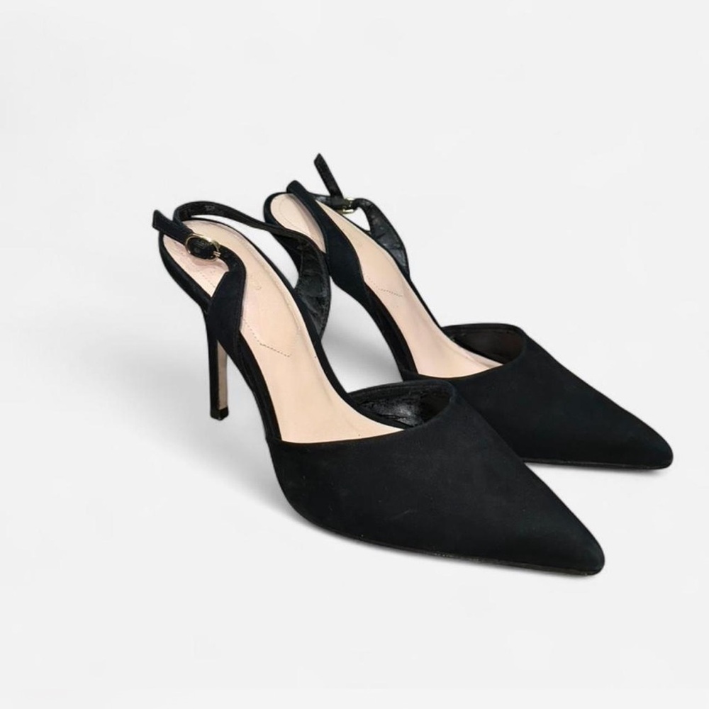 Women's Black Pointed Toe Slingback Heels